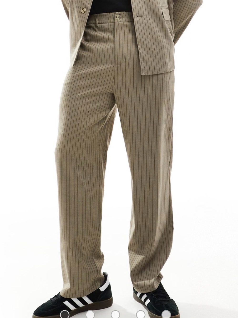 Reclaimed Vintage Mens Pants in Beige Pinstripe Size 32